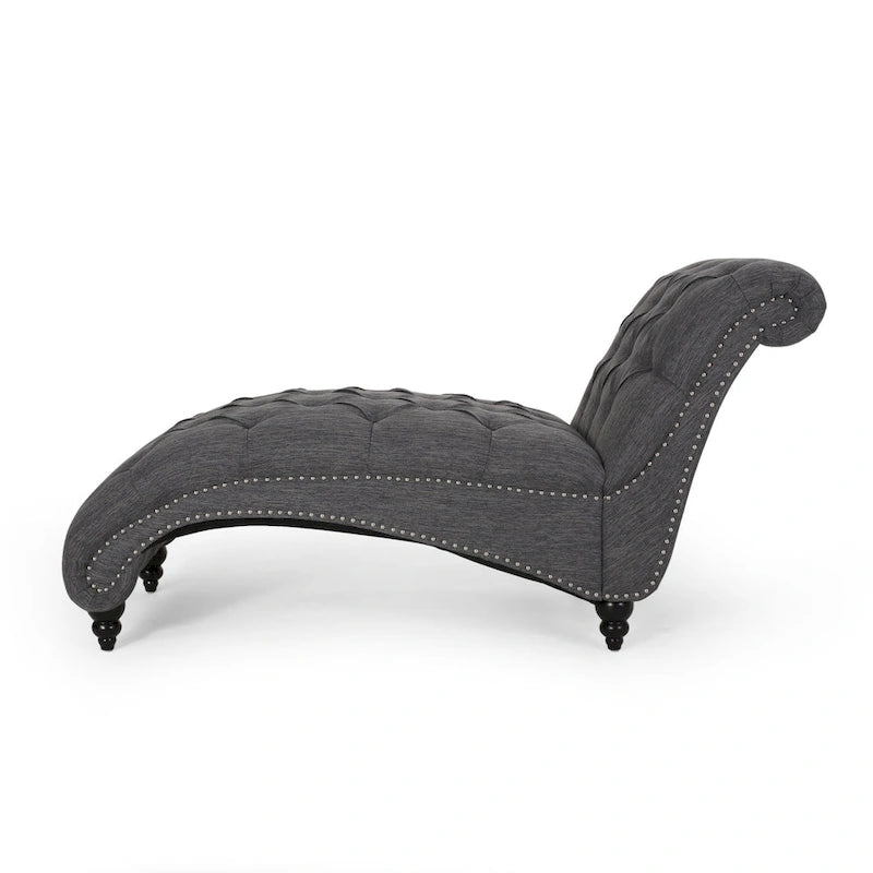 64.25 Button Tufted Chaise Lounge Chair with Birch Legs