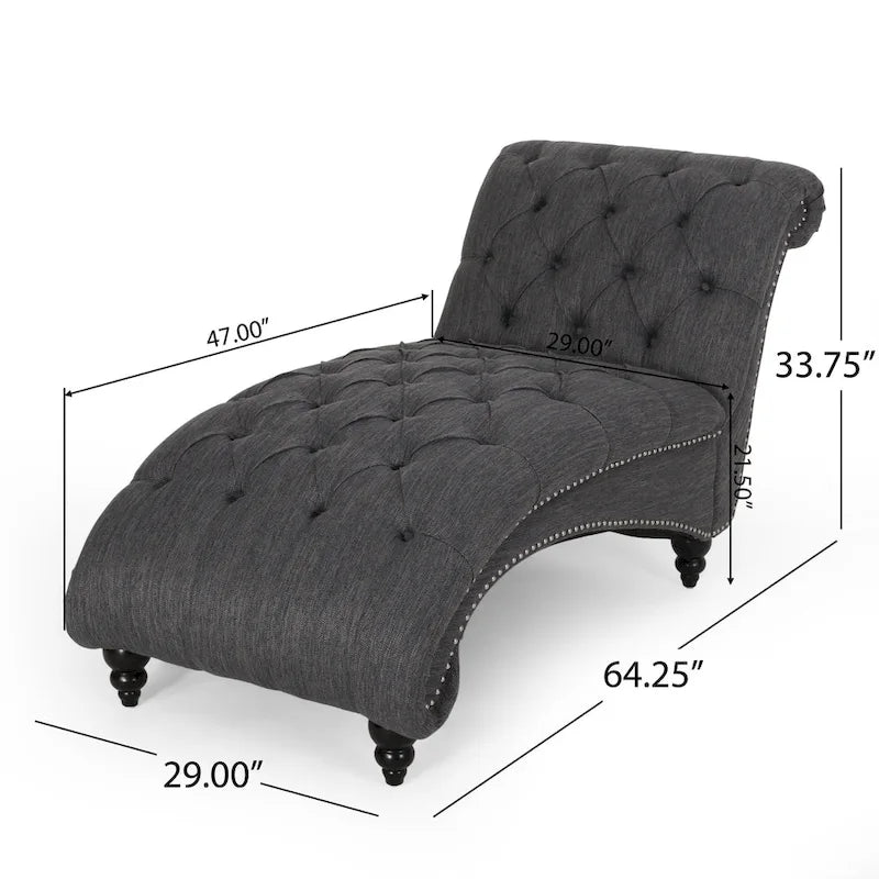 64.25 Button Tufted Chaise Lounge Chair with Birch Legs