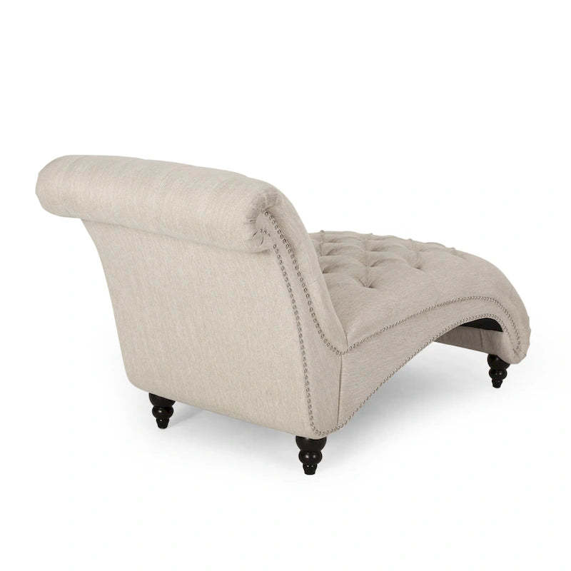64.25 Button Tufted Chaise Lounge Chair with Birch Legs