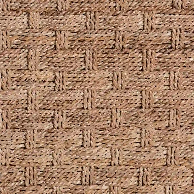 Handgewebter Couchtisch aus Seegras mit offenem Regal - rechteckiger Korb-Couchtisch für das Wohnzimmer im Küsten-Boho-Stil