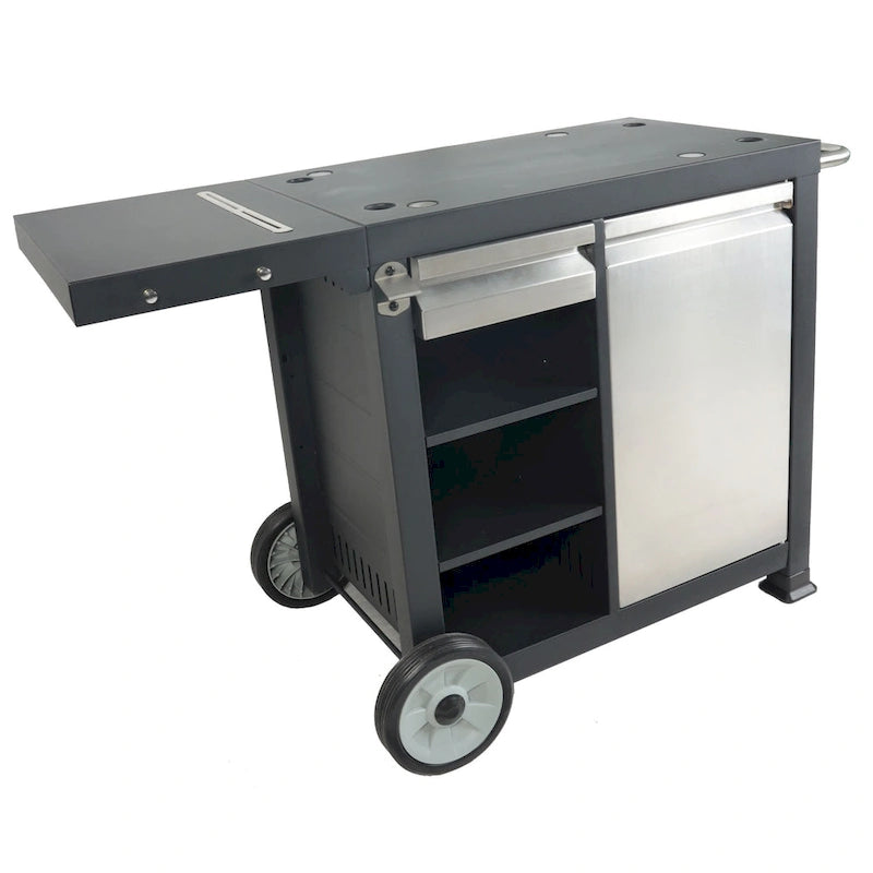Universeller Rollwagen für tragbare Outdoor-Grillplatten und Grills, Schwarz - 52.8