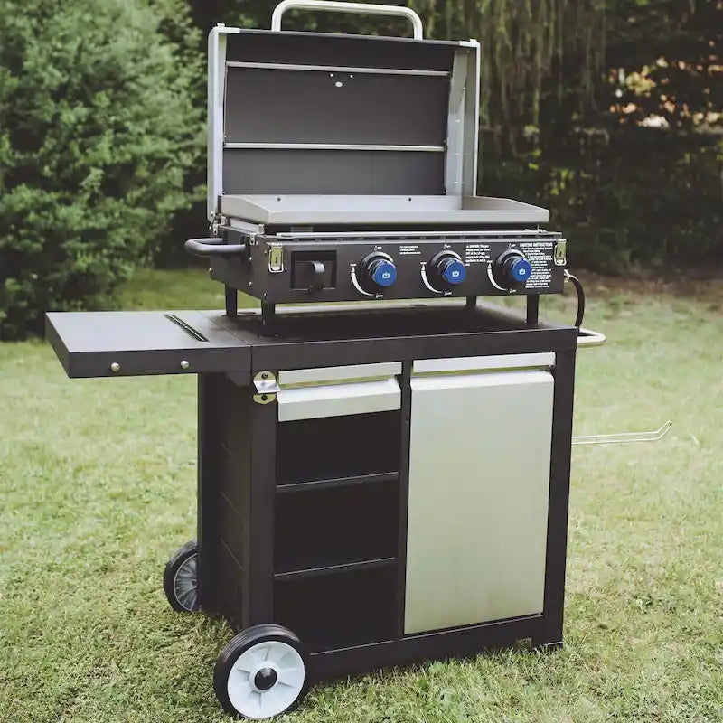 Universeller Rollwagen für tragbare Outdoor-Grillplatten und Grills, Schwarz - 52.8