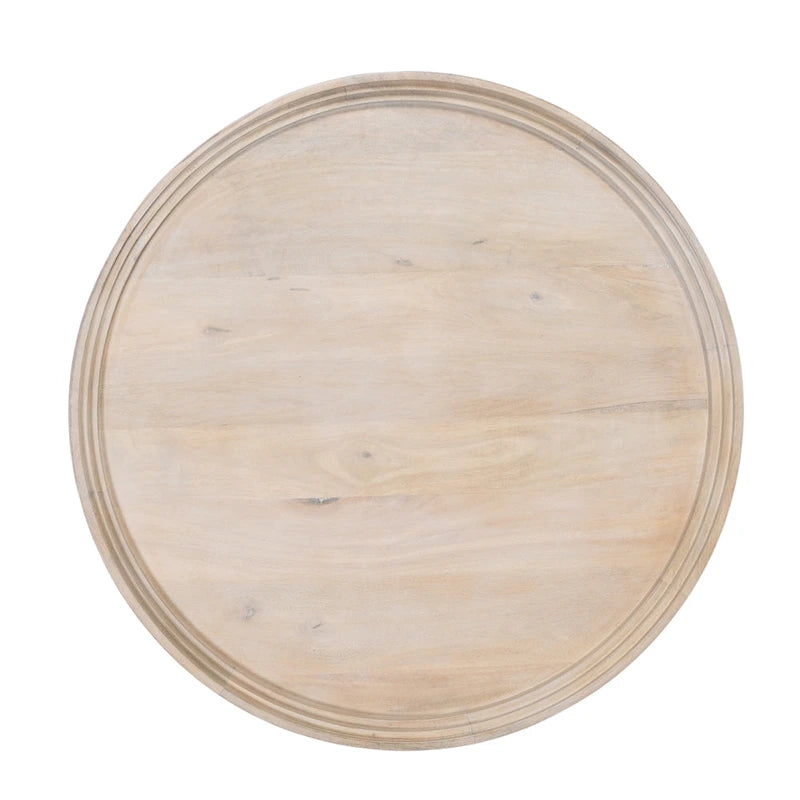 Urban Chic Couchtisch, 30 Zoll, rund, mit Tablettplatte, handgefertigt aus weiß gewaschenem Mangoholz