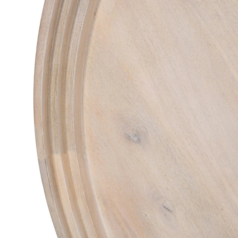 Urban Chic Couchtisch, 30 Zoll, rund, mit Tablettplatte, handgefertigt aus weiß gewaschenem Mangoholz