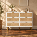 Rattan 6 Drawer Double Dressers for Bedroom