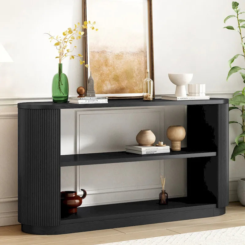 Modern Entryway Console Table with Open Shelf & Elegant Wood Grain Design