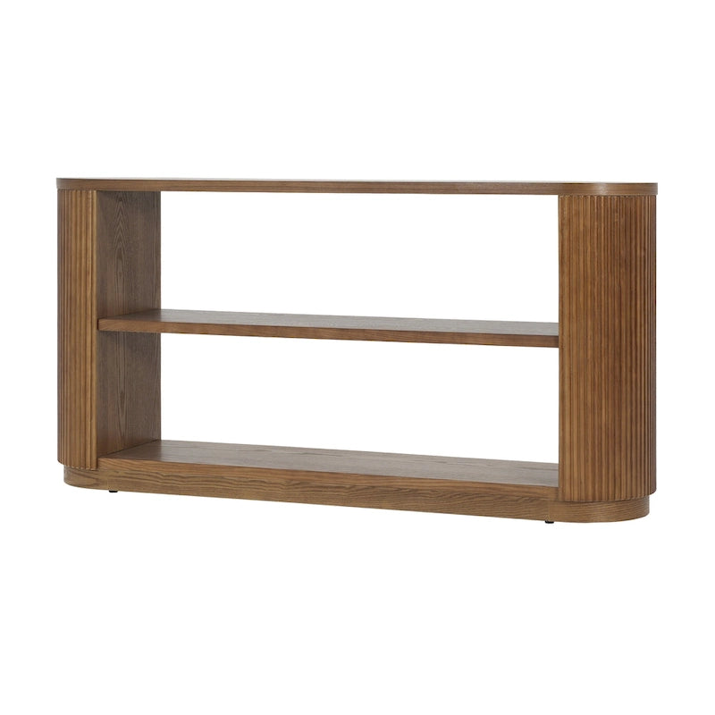 Modern Entryway Console Table with Open Shelf & Elegant Wood Grain Design