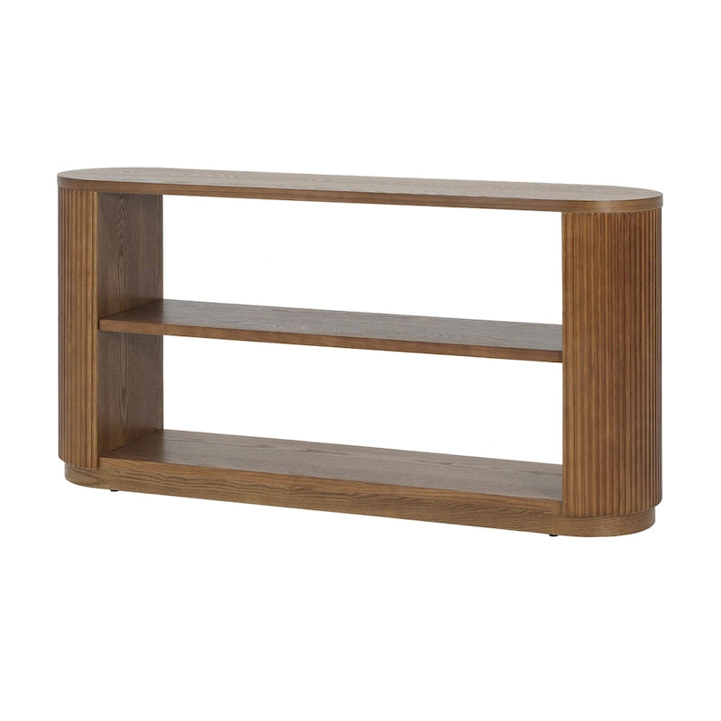 Modern Entryway Console Table with Open Shelf & Elegant Wood Grain Design