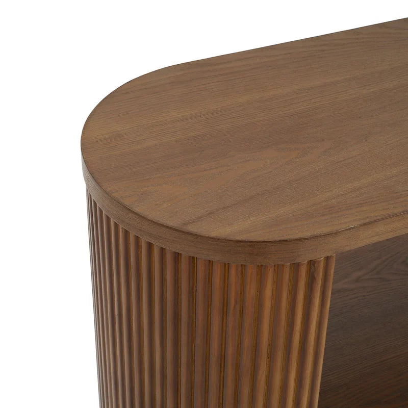 Modern Entryway Console Table with Open Shelf & Elegant Wood Grain Design