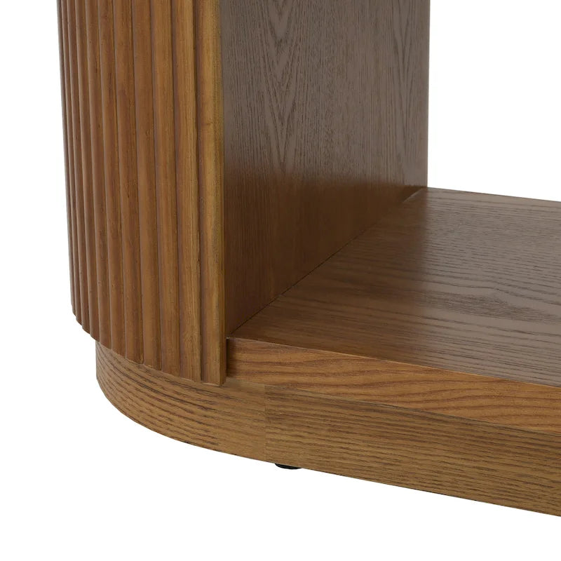 Modern Entryway Console Table with Open Shelf & Elegant Wood Grain Design