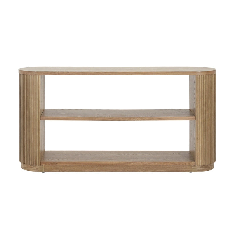 Modern Entryway Console Table with Open Shelf & Elegant Wood Grain Design