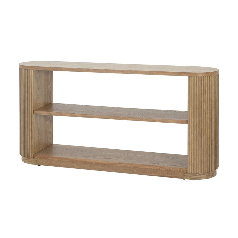 Modern Entryway Console Table with Open Shelf & Elegant Wood Grain Design