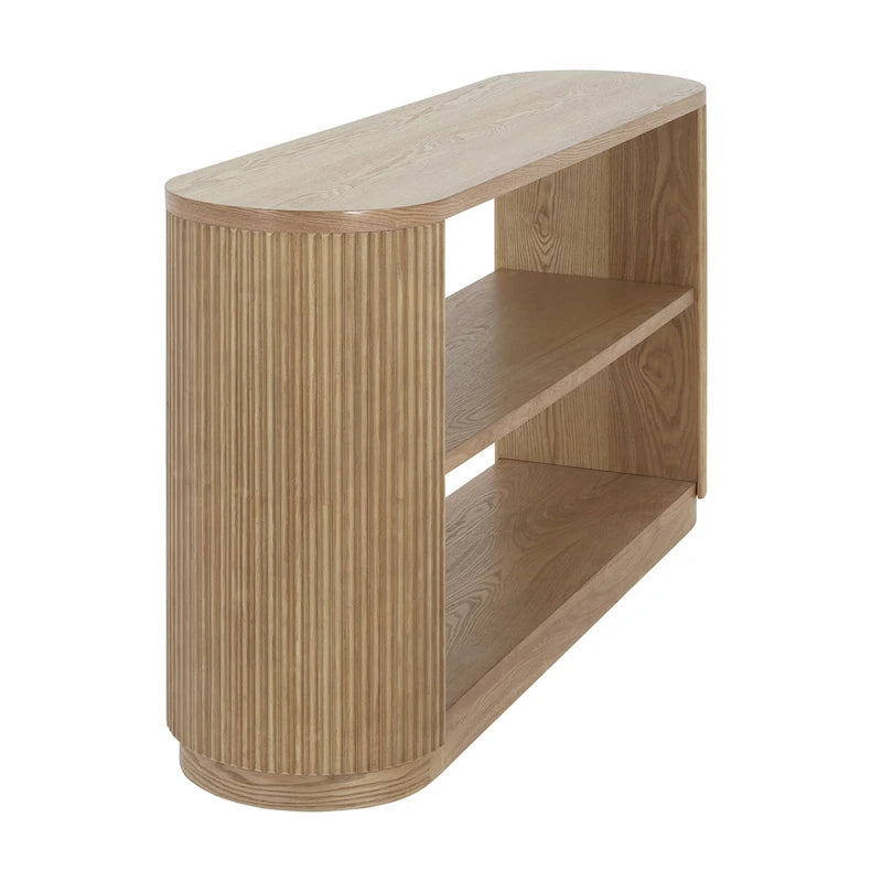Modern Entryway Console Table with Open Shelf & Elegant Wood Grain Design