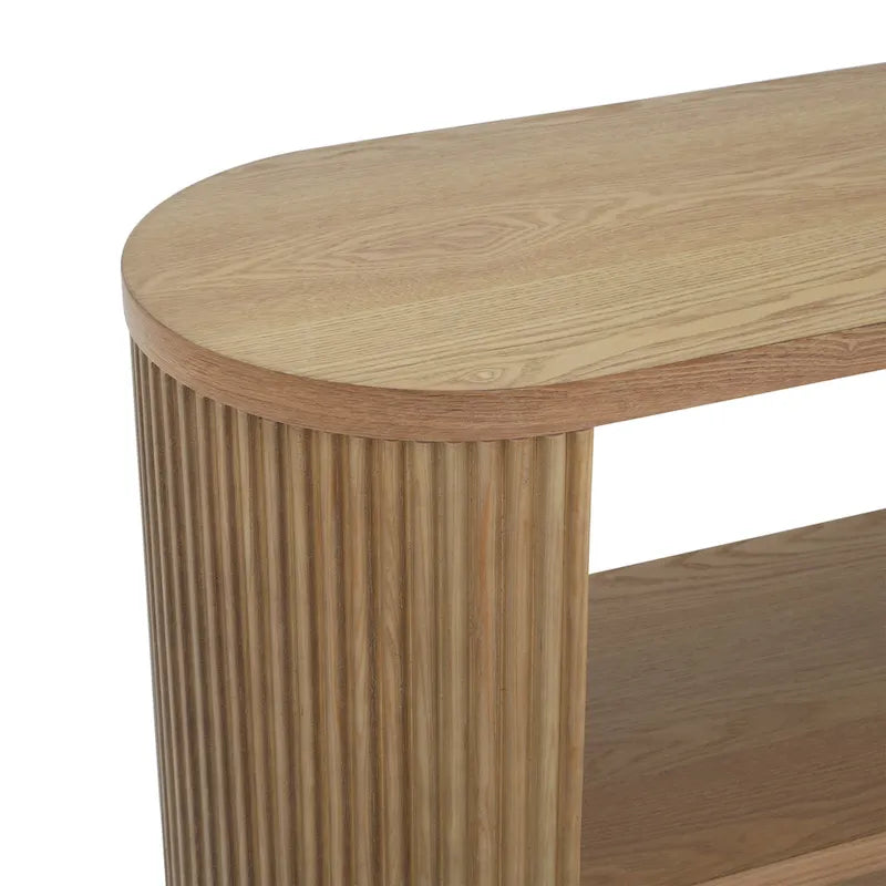 Modern Entryway Console Table with Open Shelf & Elegant Wood Grain Design