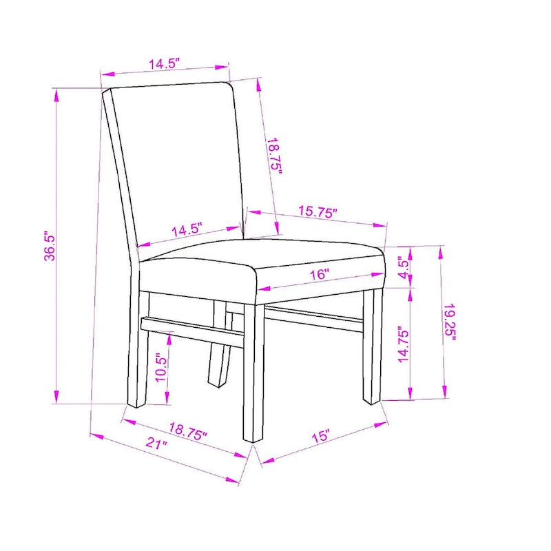 Rustikales 5-teiliges Esszimmer-Set mit rechteckigem Tisch für kleine Räume und 4 gepolsterten Esszimmerstühlen