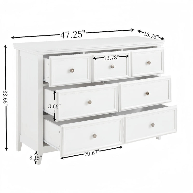 Farmhouse Modern 7-Drawer Horizontal Dresser, Cabinet, Storage Clothes, Storage Drawers Cabinet for Living Room