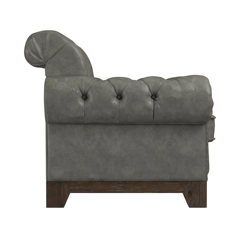 Greenwich Tufted Scroll Arm Nailhead Chesterfield Chair by