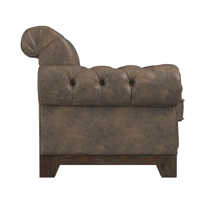Greenwich Tufted Scroll Arm Nailhead Chesterfield Chair by