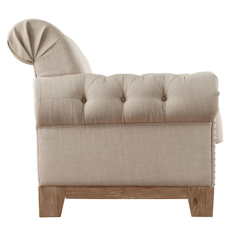 Greenwich Tufted Scroll Arm Nailhead Chesterfield Chair by