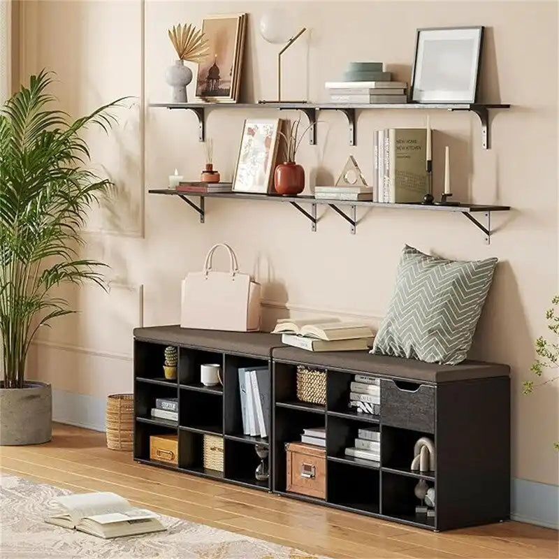 Shoe Storage Bench with 9 Cubbies - 11.8D x 31.5W x 18.9H