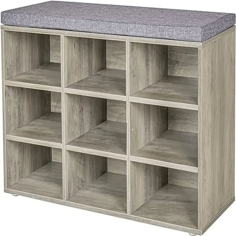 Shoe Storage Bench with 9 Cubbies - 11.8D x 31.5W x 18.9H