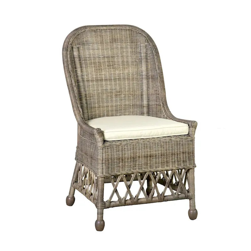 Natural Rattan Cushioned Dining Accent Chair by East at Main