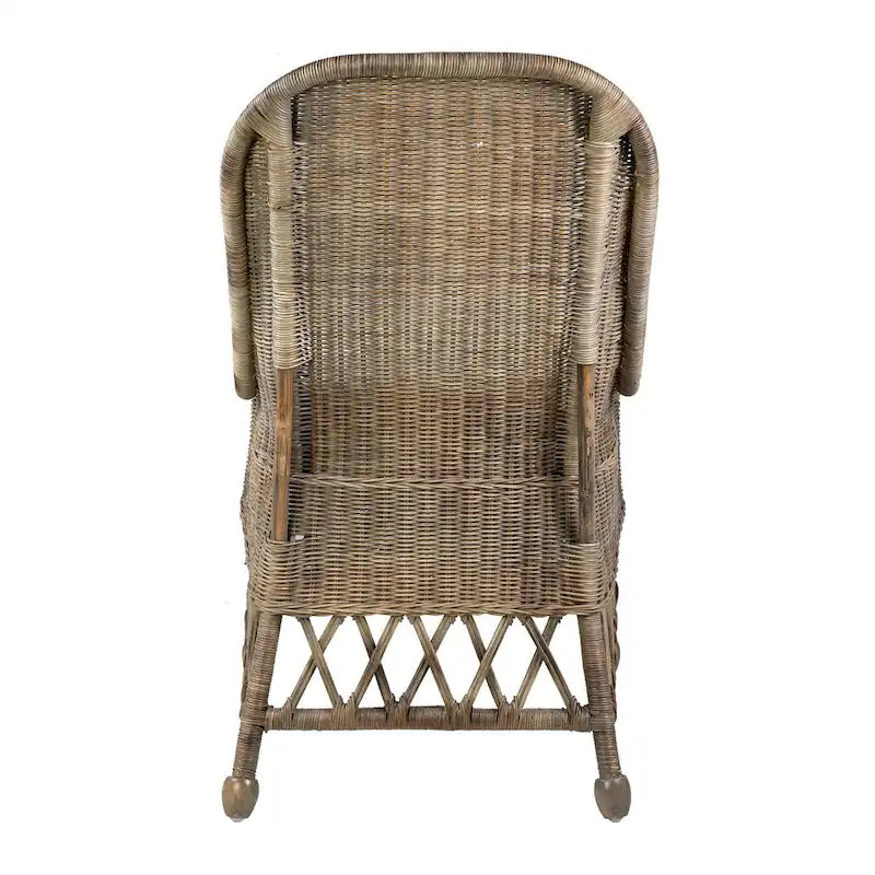 Sedia da pranzo d'accento con cuscino in rattan naturale di
