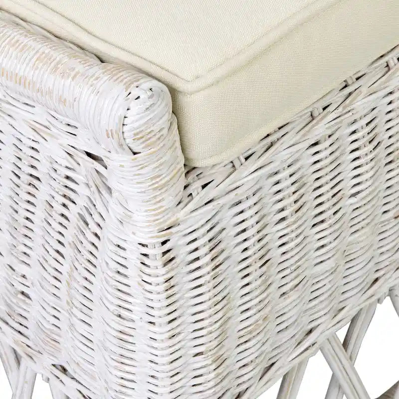 Sedia da pranzo d'accento con cuscino in rattan naturale di