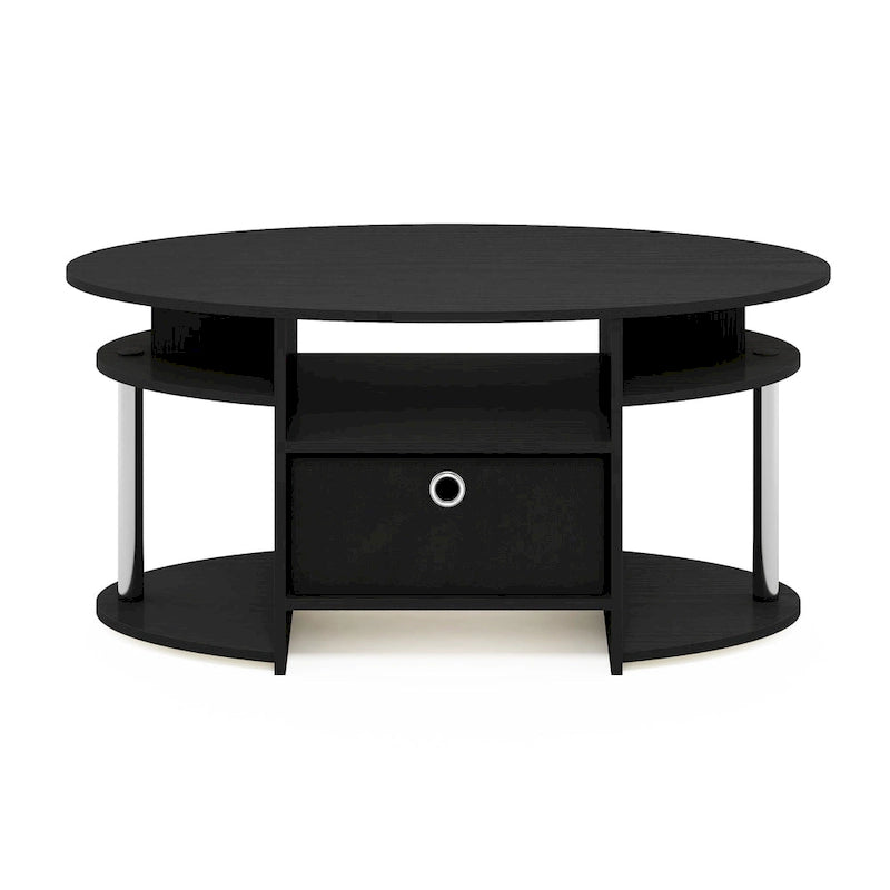 Simple Design Oval Coffee Table with Bin
