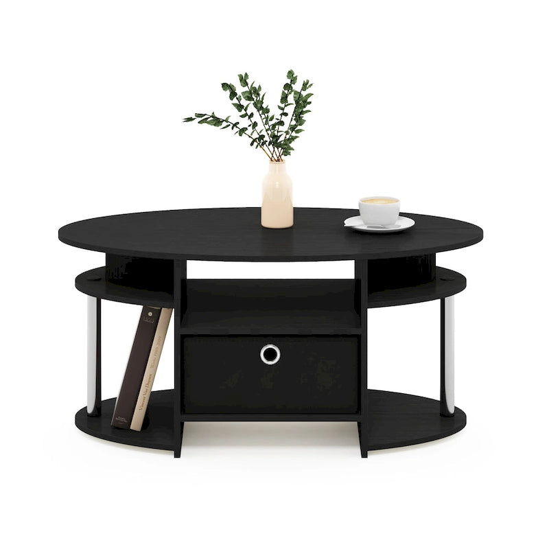 Simple Design Oval Coffee Table with Bin
