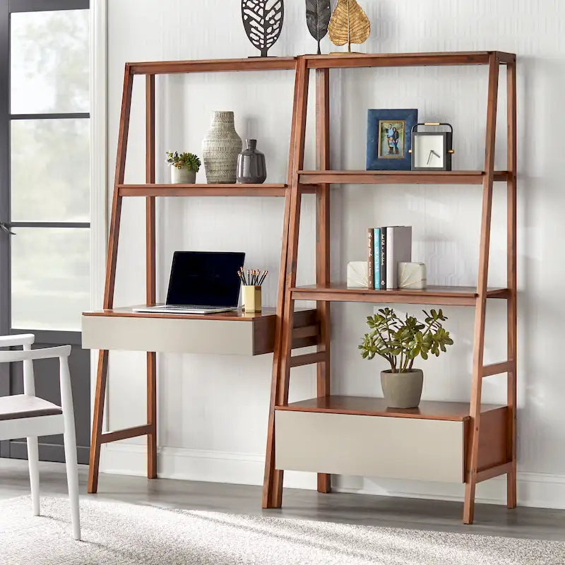 Set da 2 pezzi scrivania e libreria a scala Nordic