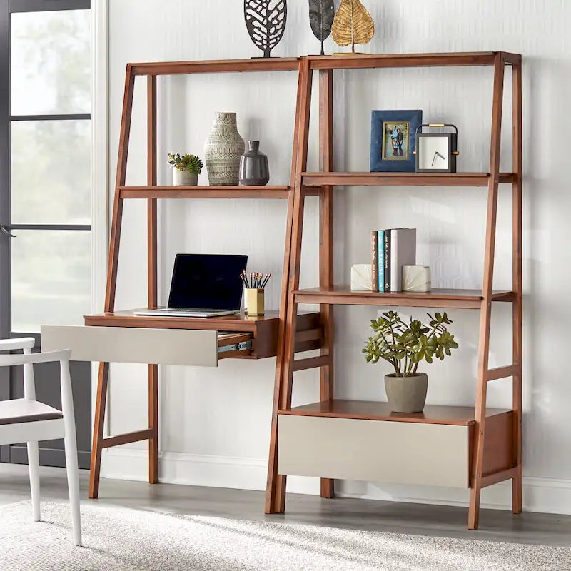 Set da 2 pezzi scrivania e libreria a scala Nordic