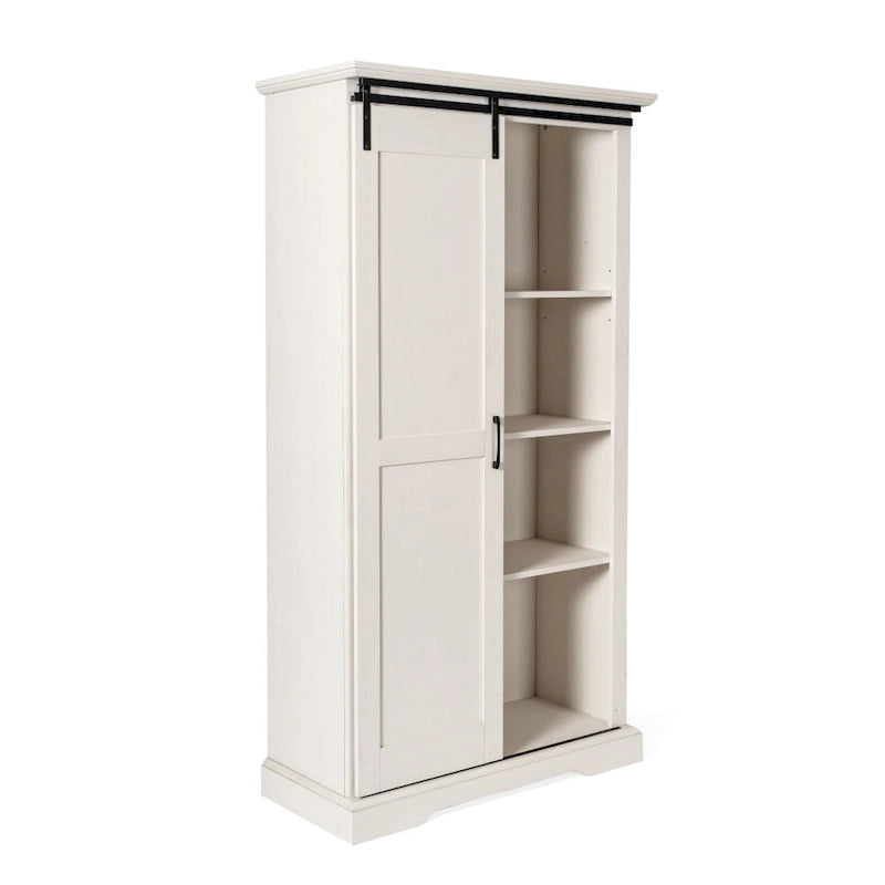 Rustikální úložná skříň s nastavitelnými policemi a posuvnými vraty - 16.75D x 36.25W x 68H