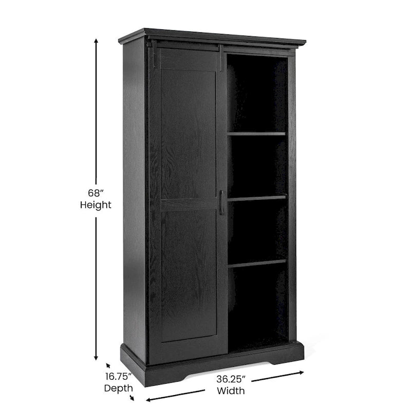 Rustikální úložná skříň s nastavitelnými policemi a posuvnými vraty - 16.75D x 36.25W x 68H