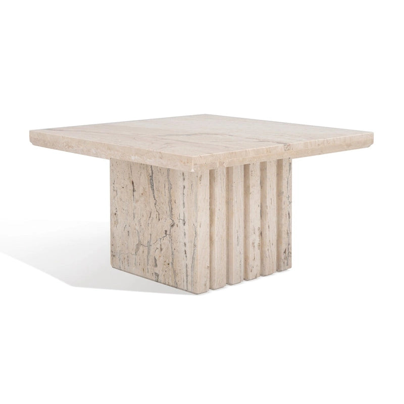 Square Marble Accent Table - 21 In W x 21 In D x 12 In H - 21Wx21Dx12H
