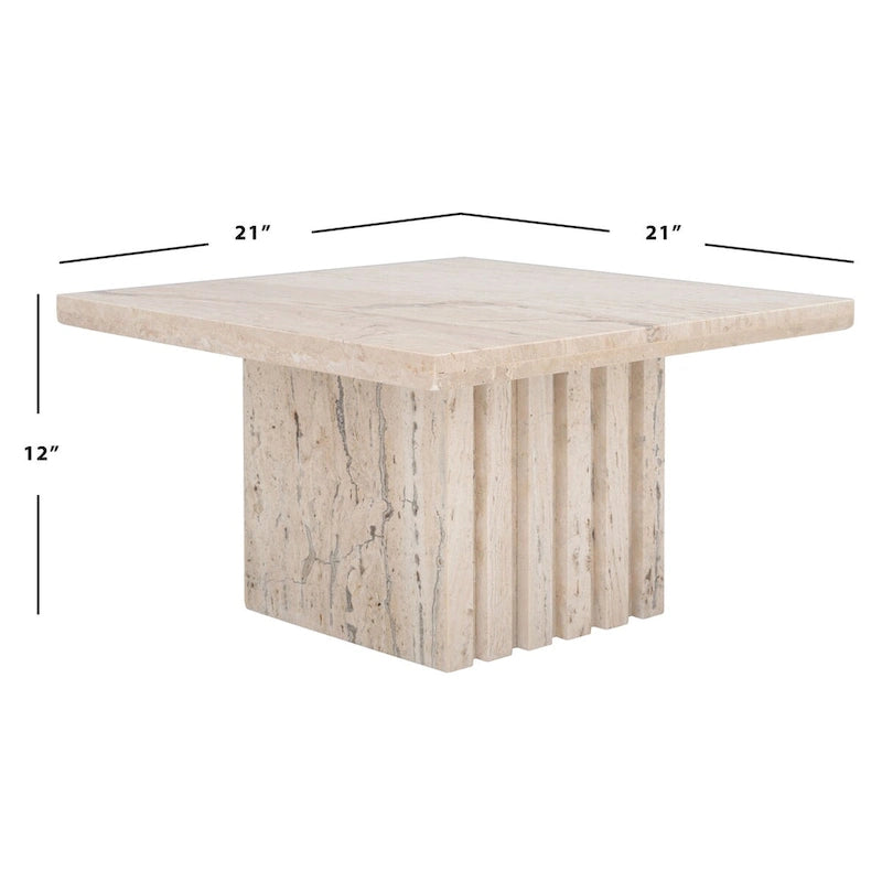 Quadratischer Marmor-Akzenttisch - 21 Zoll B x 21 Zoll T x 12 Zoll H - 21Wx21Dx12H