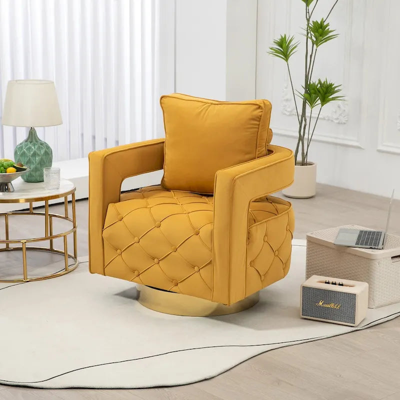 Fabric pull buckle living room rotating leisure chair, reception and negotiation chair