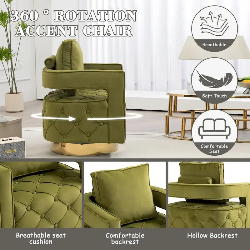 Fabric pull buckle living room rotating leisure chair, reception and negotiation chair
