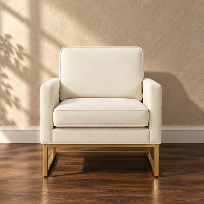Modern Style Velvet Accent Chair with Gold Metal Base