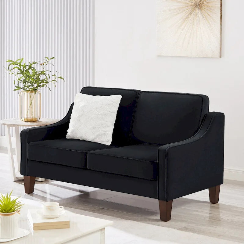 Moderní dvoumístná pohovka do obývacího pokoje, čalouněná sametem, malá pohovka - 51.5 D x 29 Š x 34.25 V, výška sedáku: 18