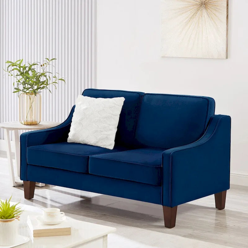 Modern Loveseat Sofa for Living Room Upholstered Velvet Small Couch - 51.5L x 29 W x 34.25 H, Seat height: 18