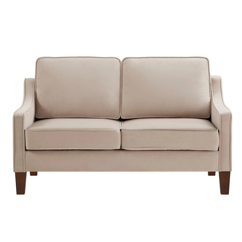 Moderní dvoumístná pohovka do obývacího pokoje, čalouněná sametem, malá pohovka - 51.5 D x 29 Š x 34.25 V, výška sedáku: 18