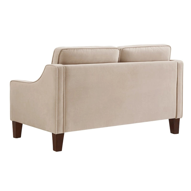 Moderní dvoumístná pohovka do obývacího pokoje, čalouněná sametem, malá pohovka - 51.5 D x 29 Š x 34.25 V, výška sedáku: 18