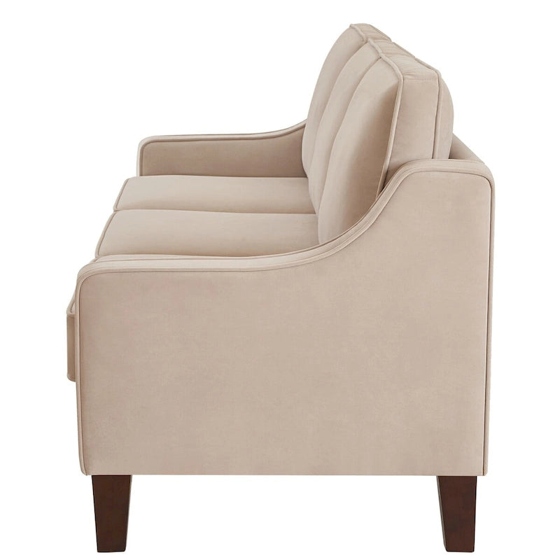 Moderní dvoumístná pohovka do obývacího pokoje, čalouněná sametem, malá pohovka - 51.5 D x 29 Š x 34.25 V, výška sedáku: 18
