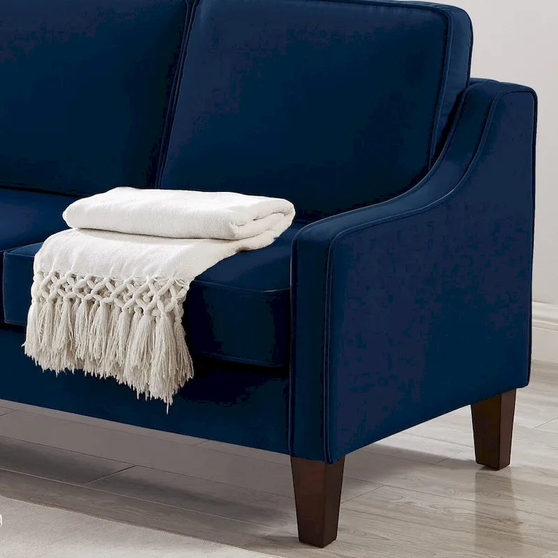 Moderní dvoumístná pohovka do obývacího pokoje, čalouněná sametem, malá pohovka - 51.5 D x 29 Š x 34.25 V, výška sedáku: 18