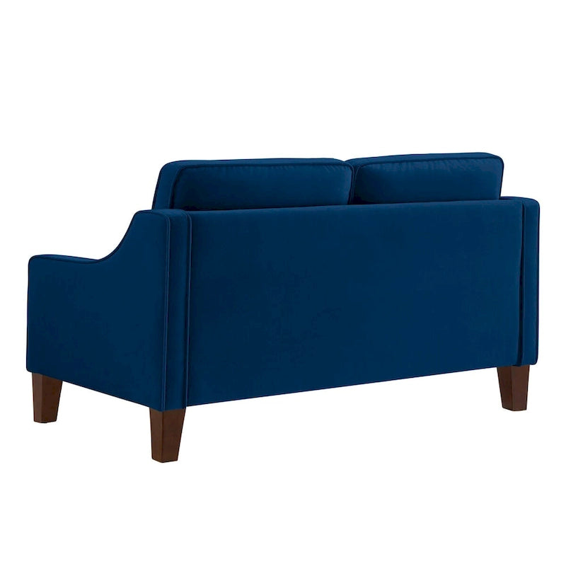 Moderní dvoumístná pohovka do obývacího pokoje, čalouněná sametem, malá pohovka - 51.5 D x 29 Š x 34.25 V, výška sedáku: 18
