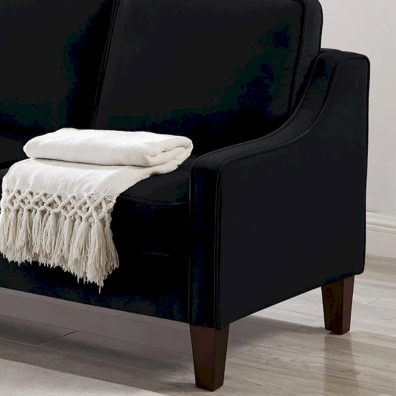 Moderní dvoumístná pohovka do obývacího pokoje, čalouněná sametem, malá pohovka - 51.5 D x 29 Š x 34.25 V, výška sedáku: 18