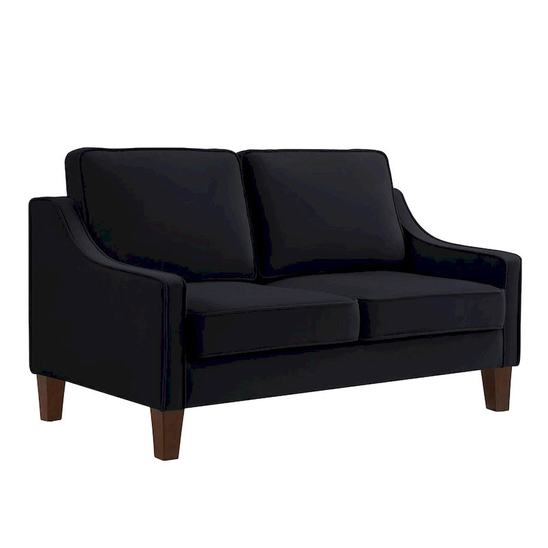 Moderní dvoumístná pohovka do obývacího pokoje, čalouněná sametem, malá pohovka - 51.5 D x 29 Š x 34.25 V, výška sedáku: 18