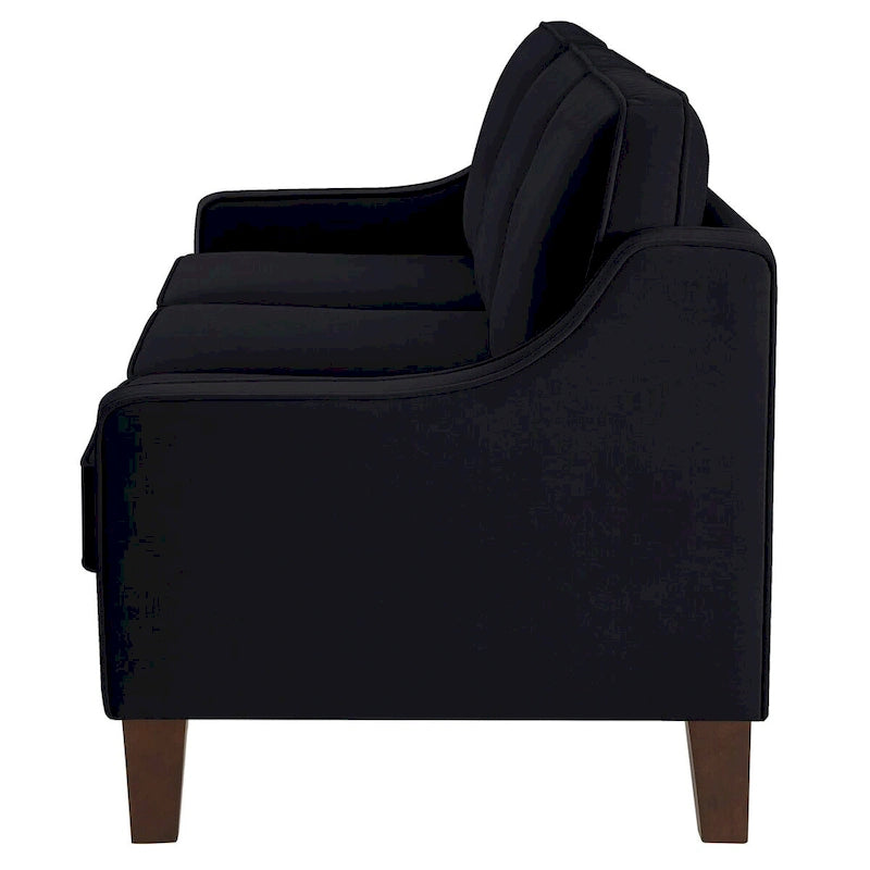 Moderní dvoumístná pohovka do obývacího pokoje, čalouněná sametem, malá pohovka - 51.5 D x 29 Š x 34.25 V, výška sedáku: 18