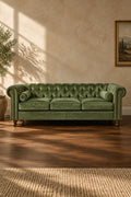 Großes Sofa, Samtsofa, 3-Sitzer-Sofa, Chesterfield-Sofa mit Knopfheftung